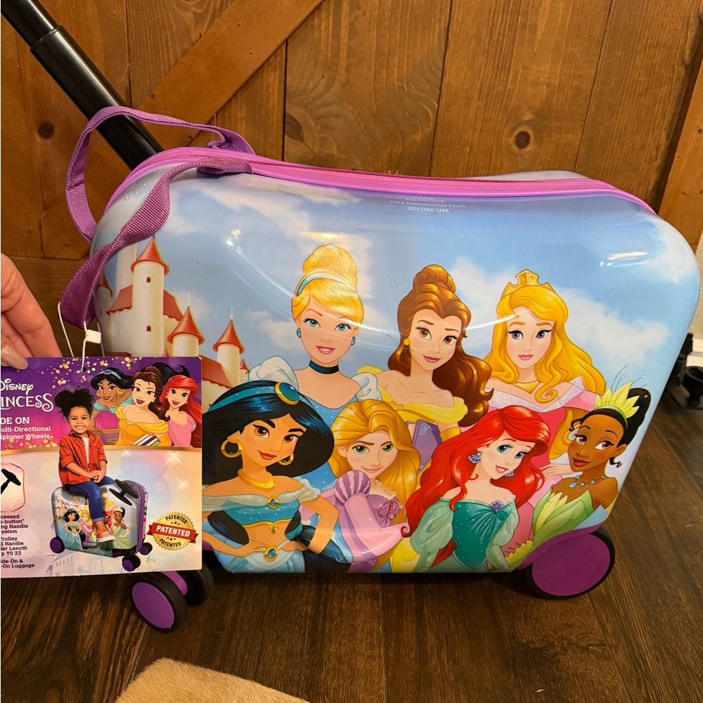 Disney Princess Kids Rolling ride on Suitcase - Blue and Purple